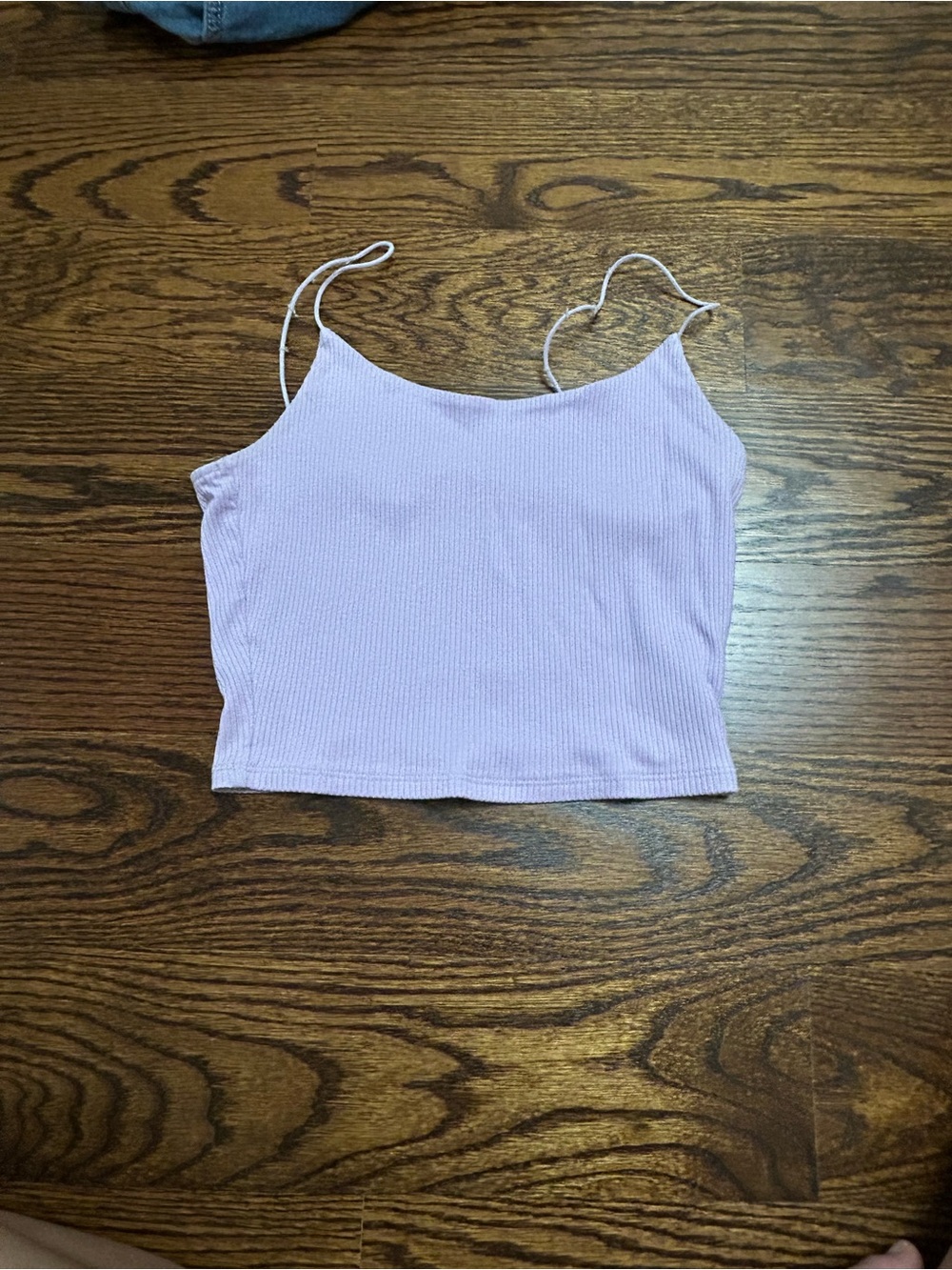 Garage Lavender Ribbed Spaghetti-Strap Crop Top